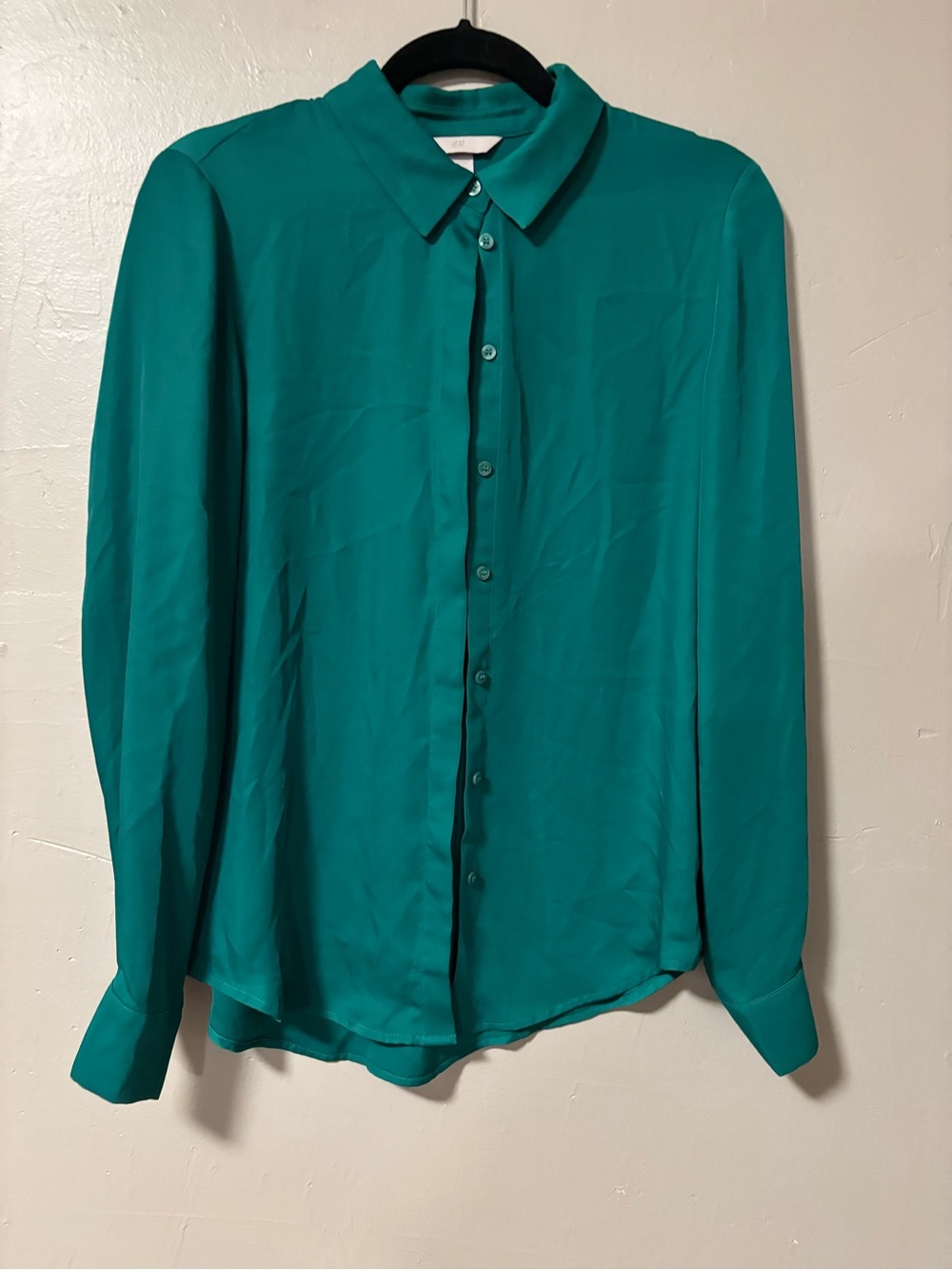 H&M Teal Button-Down Blouse - Classic Collared Long Sleeve
